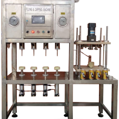 Four head of semi-auto 200CPH Beer Can filling line machine for small brewery