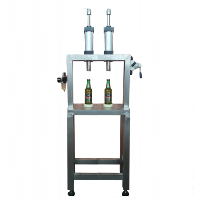 small  Two head manual glass bottle beer filling capping machine